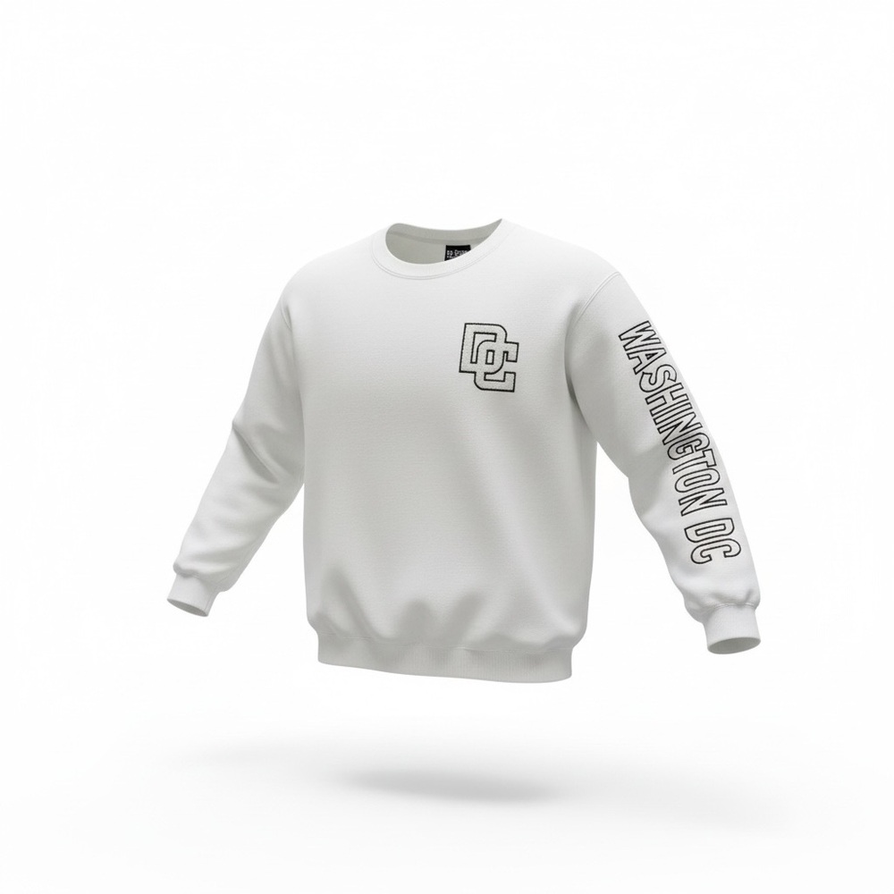 DC Men’s White Crewneck Sweatshirt Unisex Pullover - Washington DC